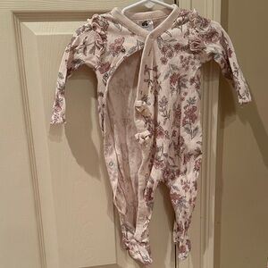 Charming Floral Kids Footie in Soft Pink